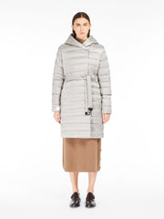 Reversible down jacket in water-repellent satin - Ivory