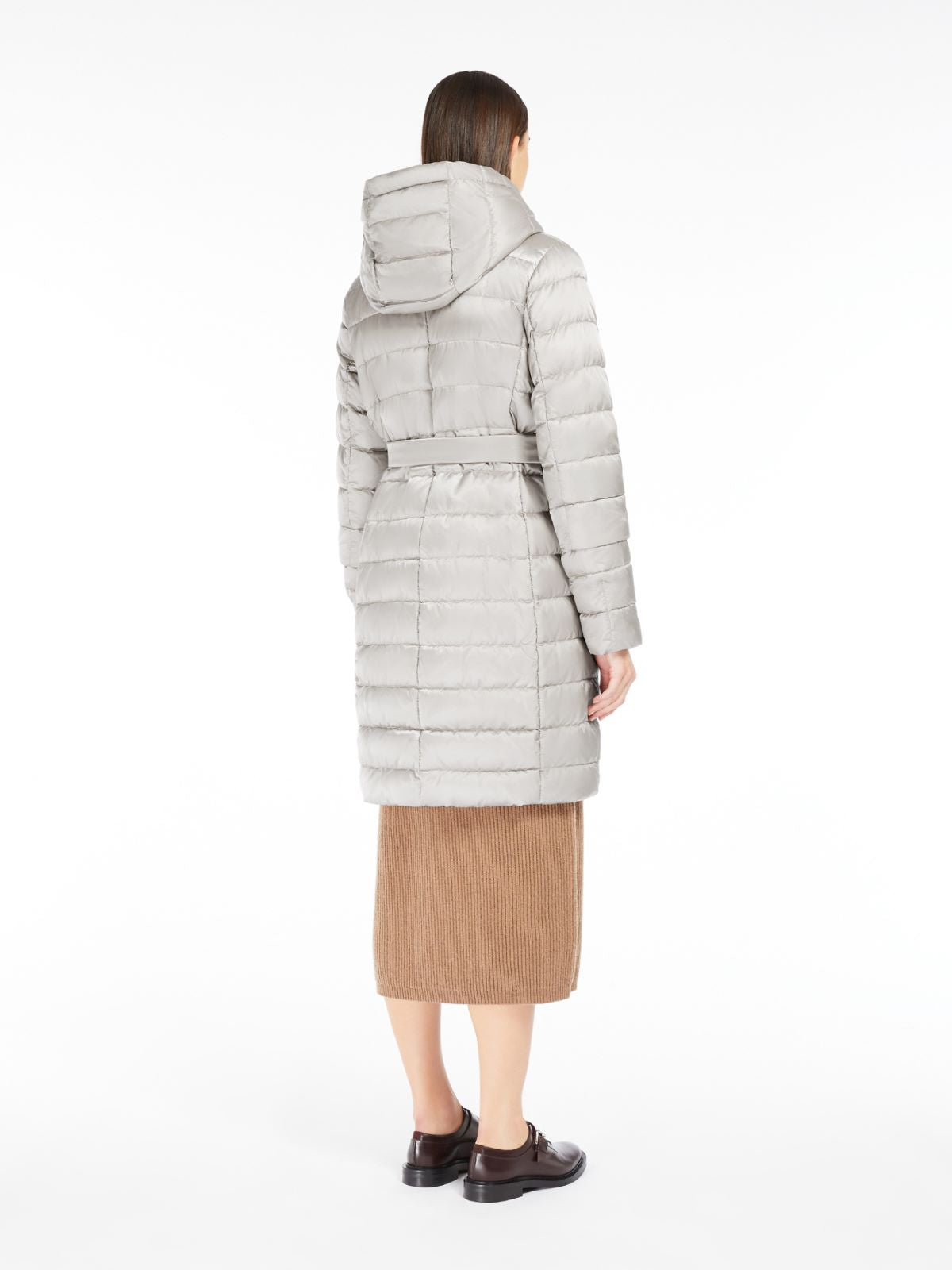 Reversible down jacket in water-repellent satin - Ivory