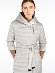 Reversible down jacket in water-repellent satin - Ivory