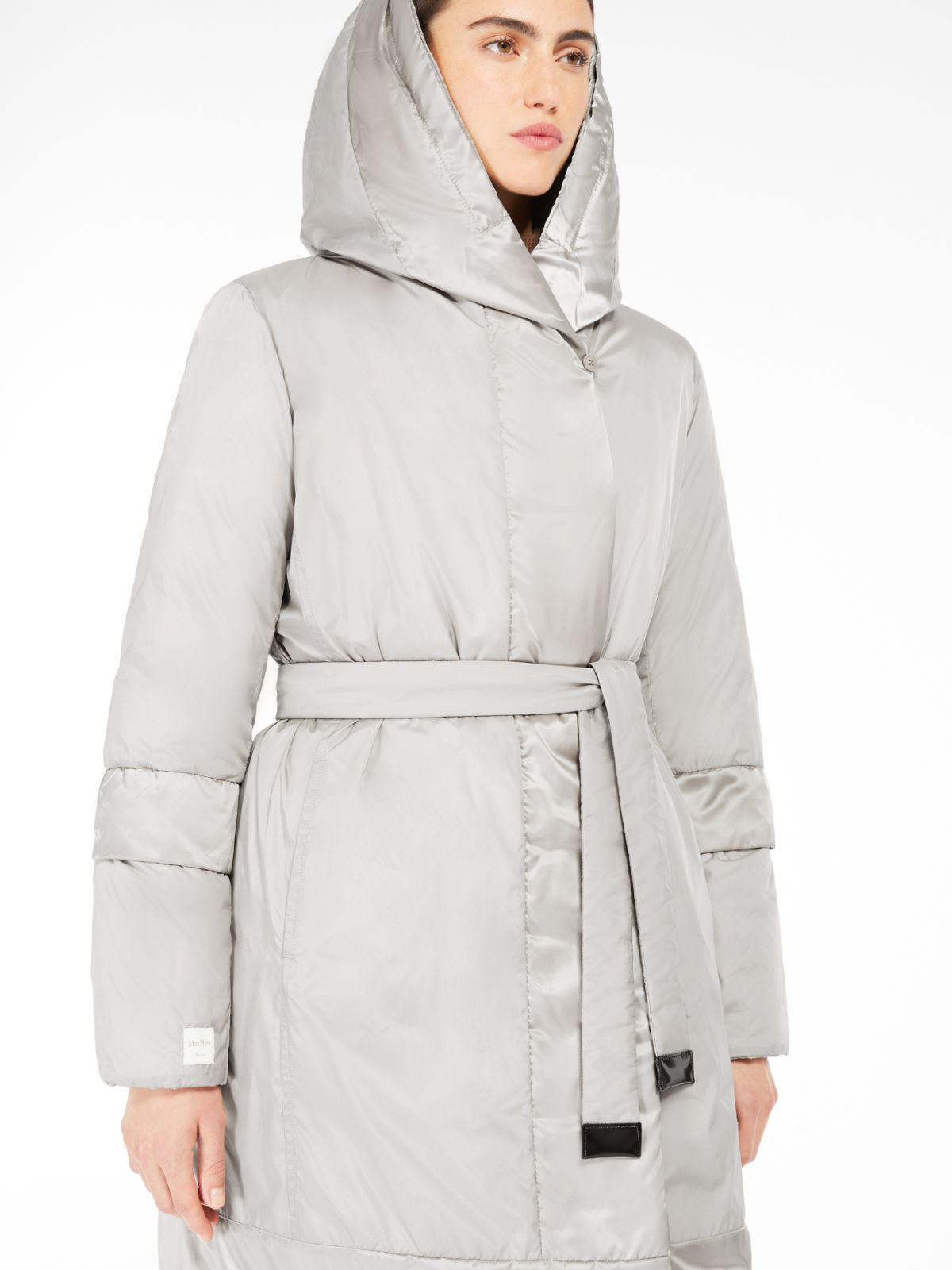Reversible down jacket in water-repellent satin - Ivory