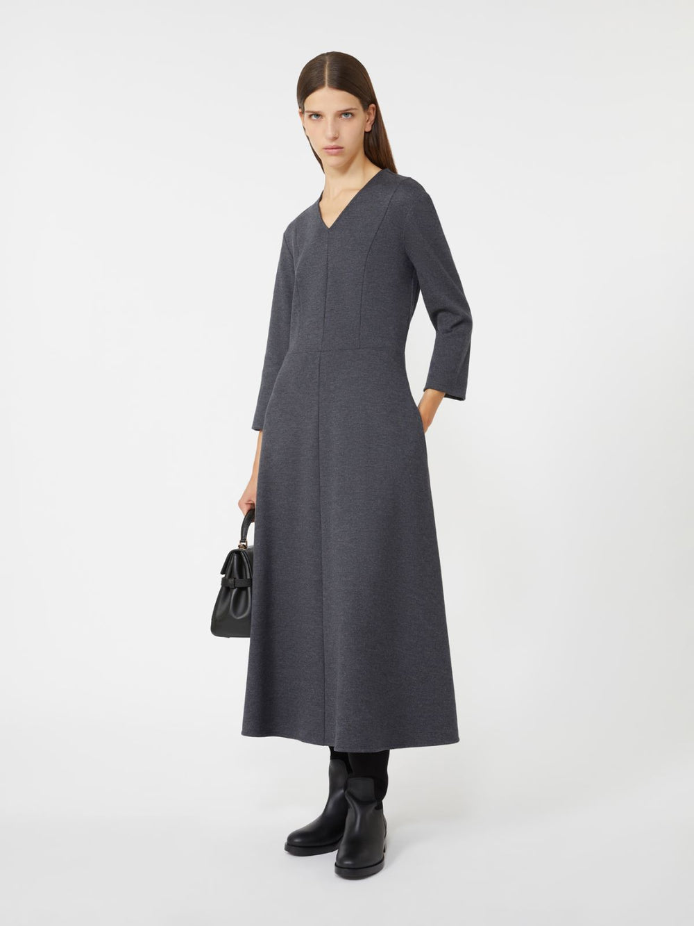 Piqué jersey dress - Dark grey