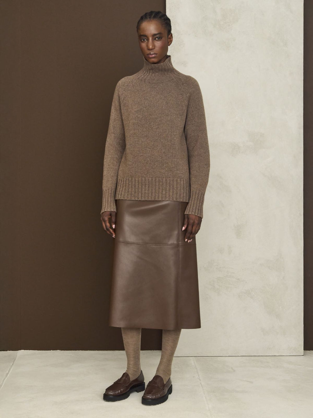 Coated fabric skirt - Brown