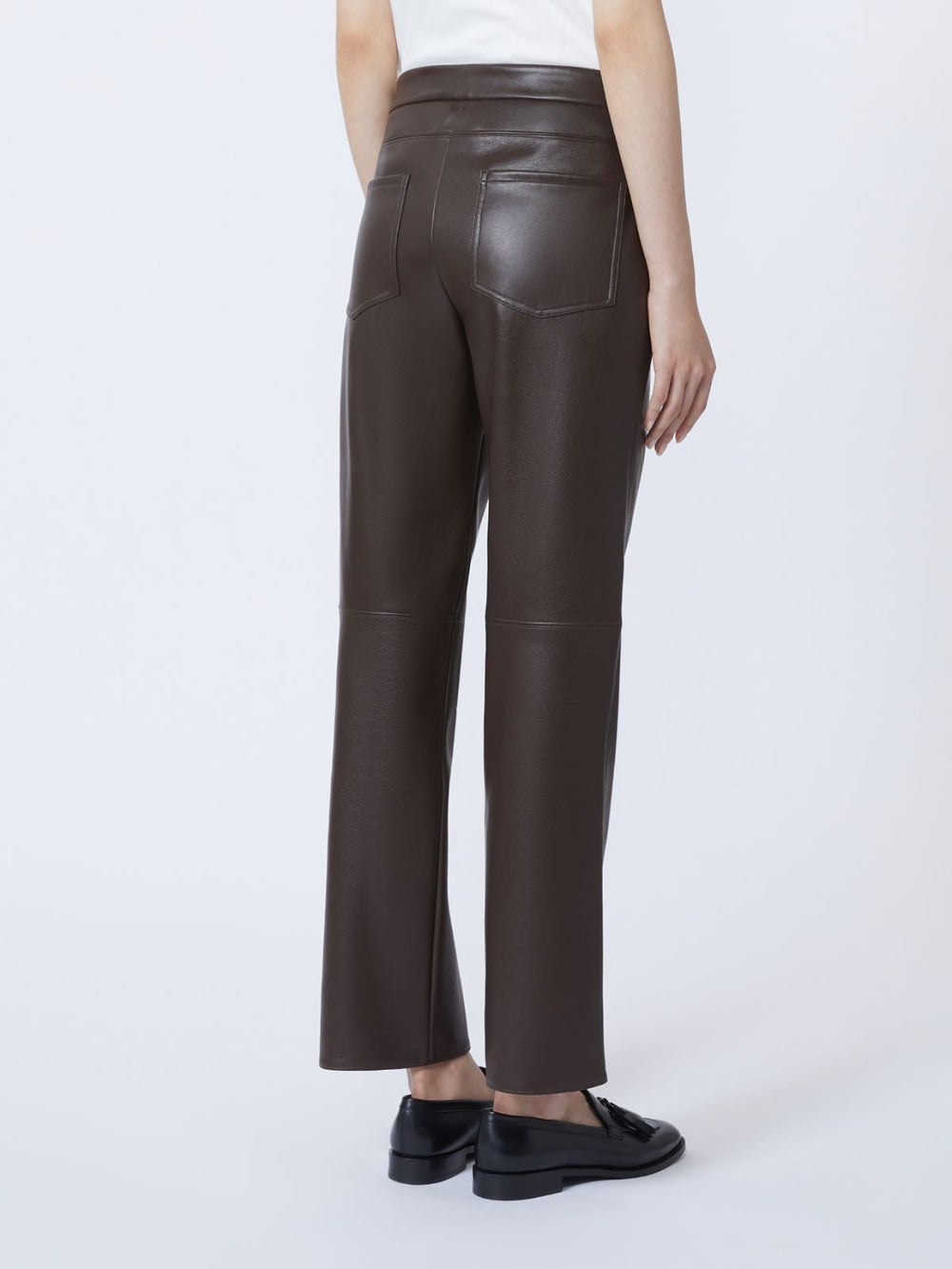 Slim-fit coated fabric trousers - Chocolate