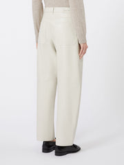 Coated fabric barrel-leg trousers - Sand