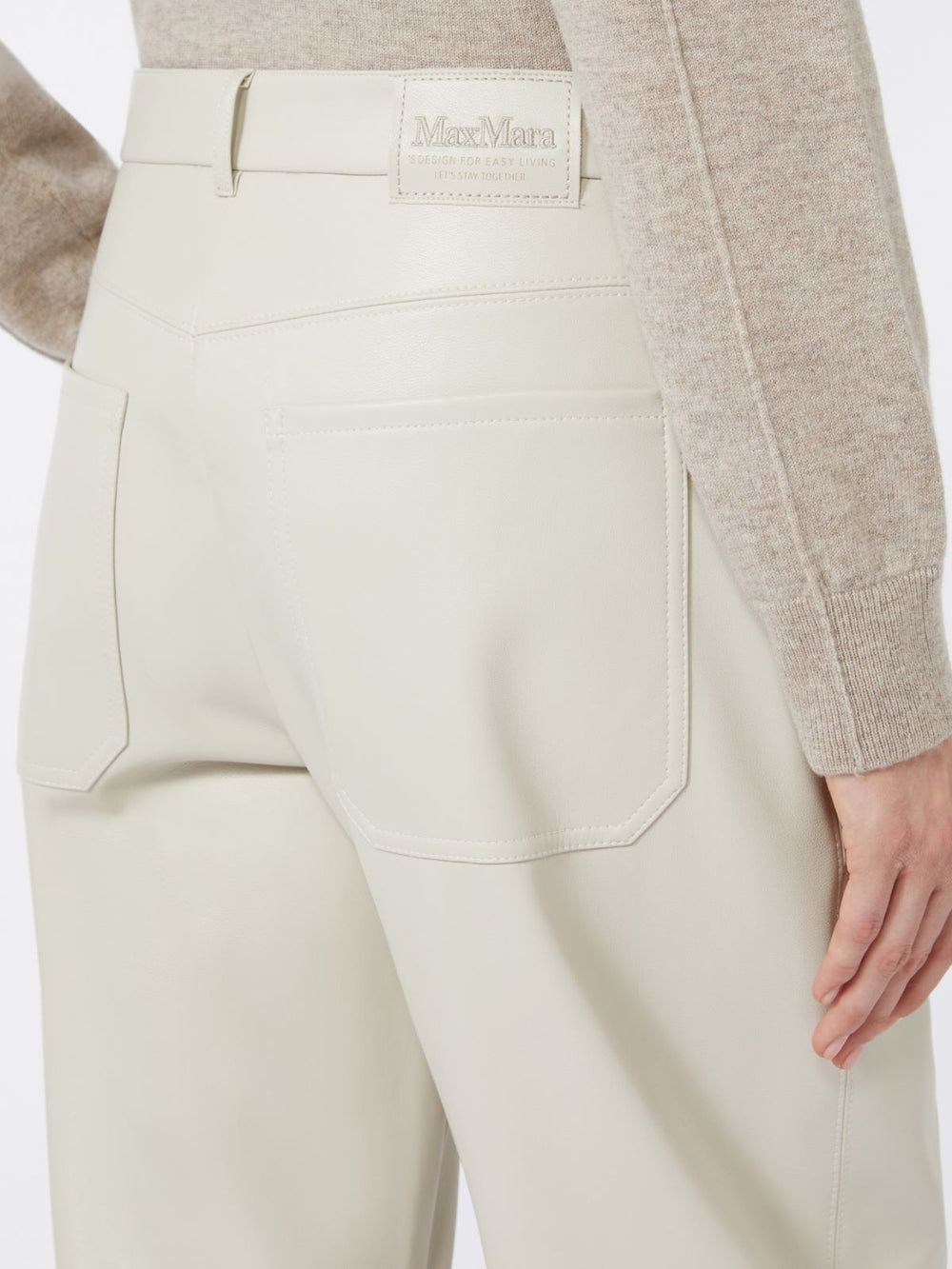 Coated fabric barrel-leg trousers - Sand