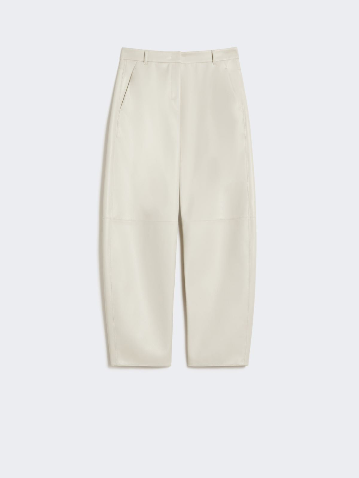 Coated fabric barrel-leg trousers - Sand