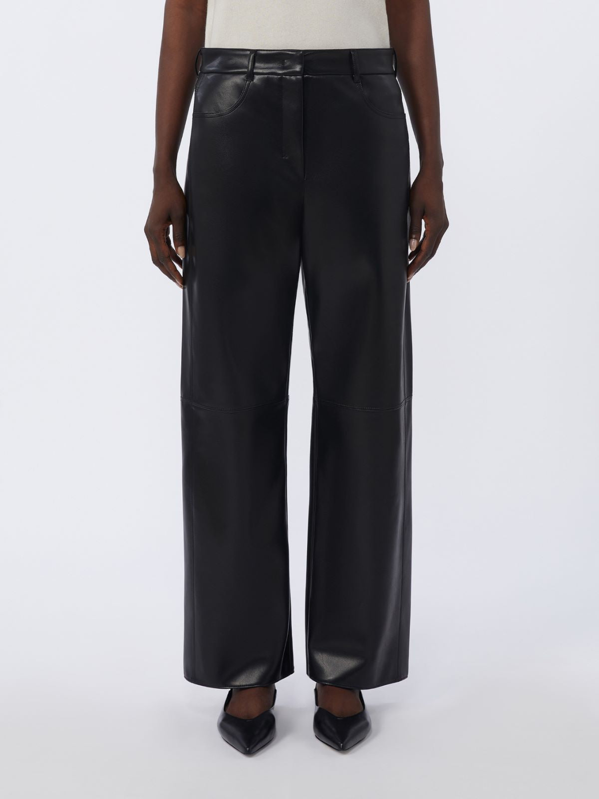 Coated fabric trousers - Black