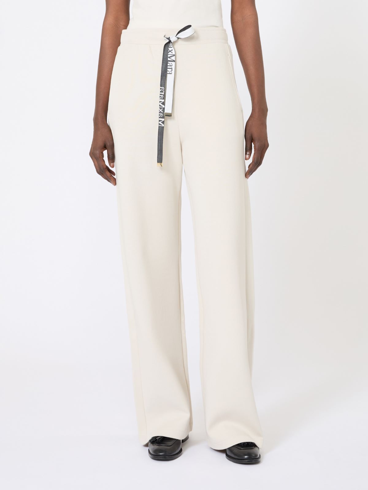 Wide-fit jersey trousers - Ecru