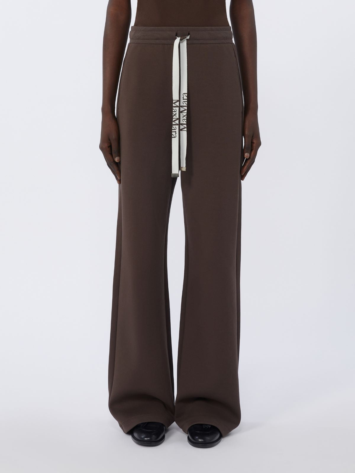 Wide-fit jersey trousers - Chocolate