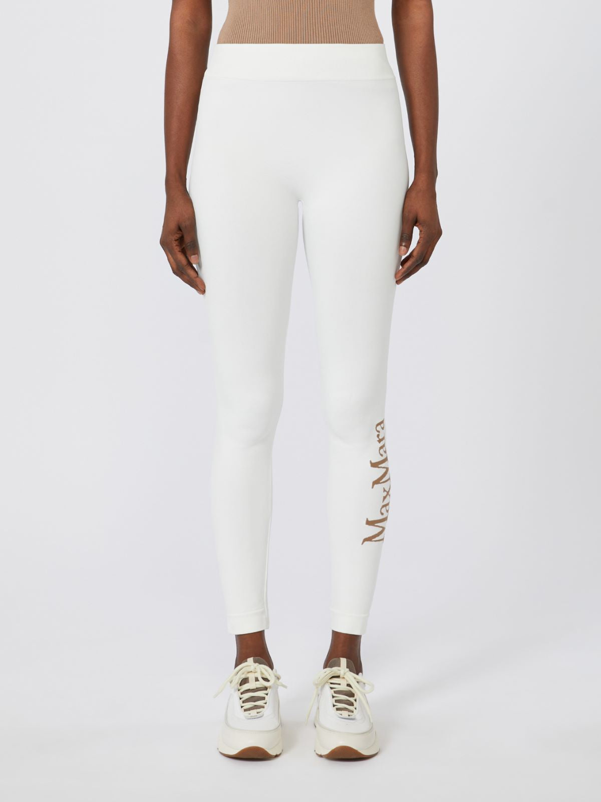 Stretch technical fabric leggings - White