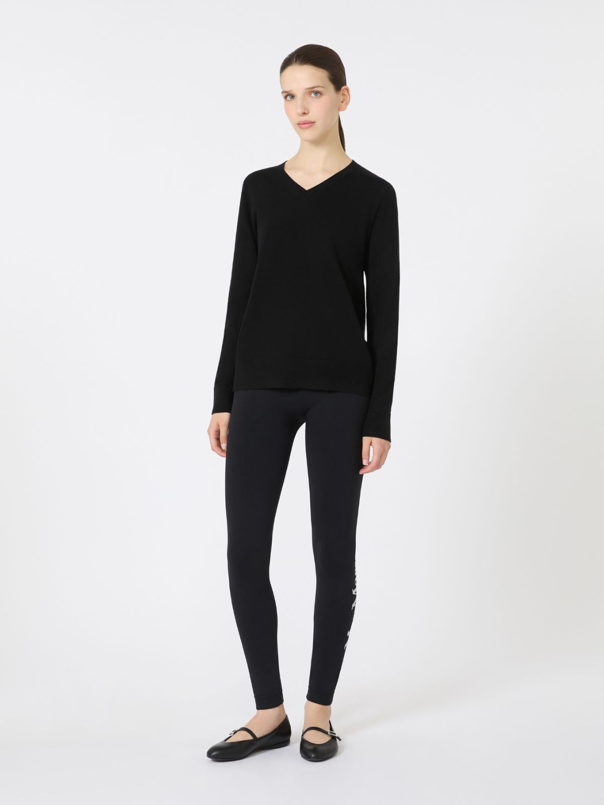 Stretch technical fabric leggings - Black